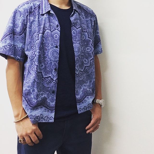 TENDERLOIN テンダーロイン T-PAISELY SHT NAVY ペイズリー オープン